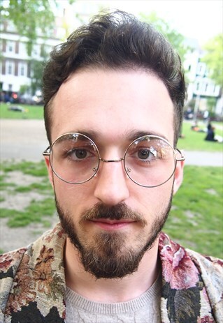 SILVER CLEAR LENS CIRCLE GLASSES