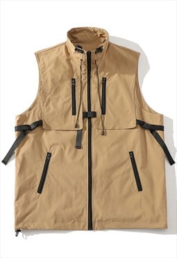 Utility vest sleeveless raised neck jacket workwear gilet