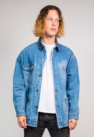 VINTAGE 90'S RALPH LAUREN POLO BLUE DENIM CHORE JACKET