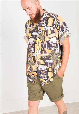 VINTAGE 90S CRAZY PRINT SHIRT S1529
