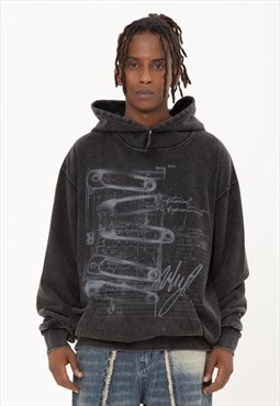 Graffiti hoodie safety pin print top bleached grunge jumper