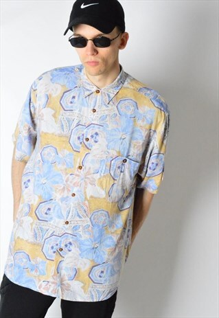 VINTAGE 90S PASTEL FLOWER SHORT SLEEVE SHIRT