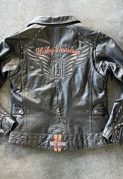 Harley Davidson Black Leather Jacket "Riding Gear"