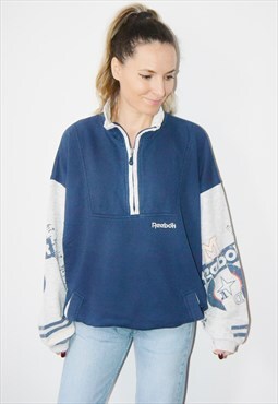 Vintage 90s REEBOK 1/4 Zip Embroidered Sweatshirt Jumper