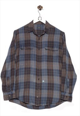 Vintge  Arrow Flannel Shirt Checkered Pattern Blue/Checkered