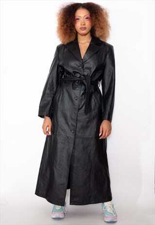 VINTAGE 70S LEATHER TRENCH COAT ID:5263