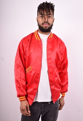 MENS VINTAGE BOMBER JACKET LARGE RED 90'S