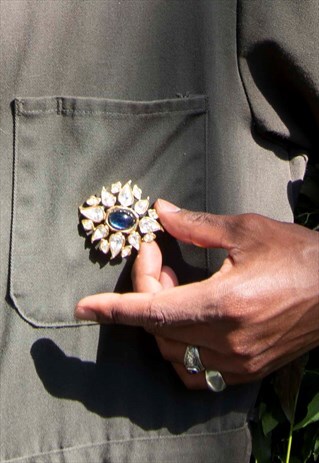 VINTAGE GOLD AND ROCKS BROOCH