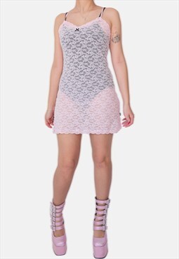 Victoria's secret pink lace sheer lingerie dress