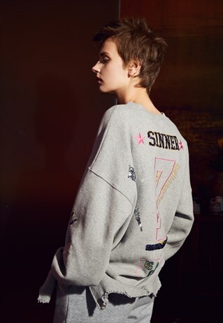 CREW NECK SWEATER, GREY
