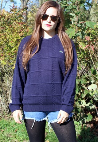 VINTAGE 90S LACOSTE JUMPER MEDIUM DEVANLAY KNIT CLASSIC TOP