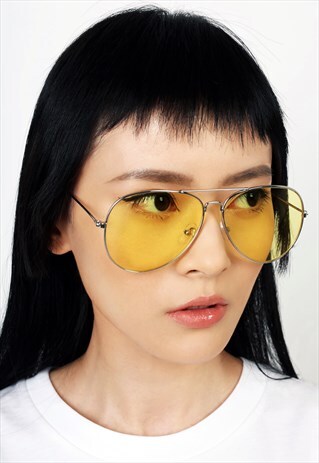 CARRIE YELLOW AVIATOR SUNGLASSES