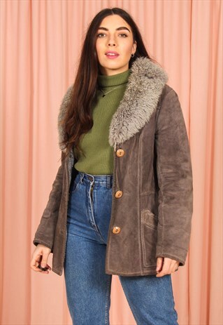 VINTAGE 70S PREMIUM SHEARLING JACKET IN GREY