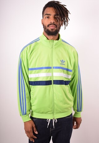 ADIDAS MENS VINTAGE TRACKSUIT TOP JACKET SMALL GREEN 90S