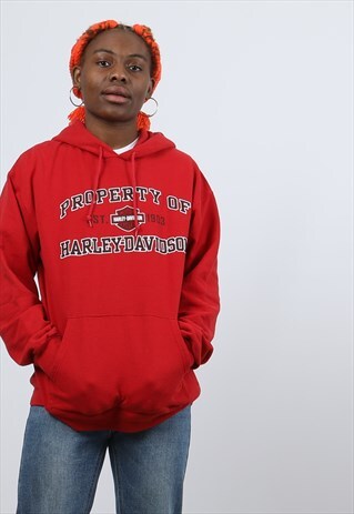 VINTAGE HARLEY DAVIDSON LARGE RED PRINTED HOODIE
