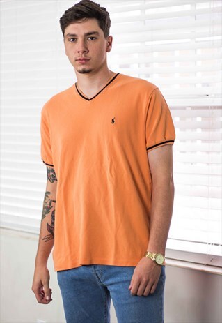 VINTAGE POLO RALPH LAUREN T-SHIRT LOGO 90S L 8.6