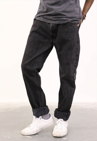 LEVI'S VINTAGE BLACK DENIM PAINT 501 JEANS