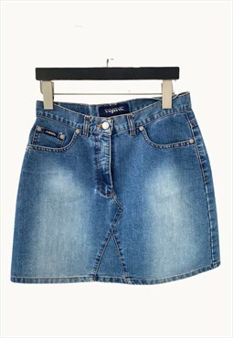 Vintage Denim Mini Skirt in Blue