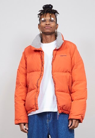 RARE VINTAGE 90'S TOMMY HILFIGER ORANGE PUFFER JACKET