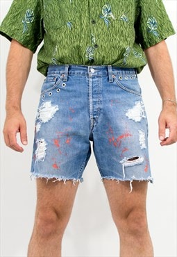 Levi's destroyed denim shorts in grunge style cutoffs