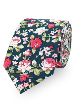 GREEN COTTON FLORAL WEDDING TIE