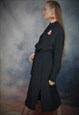 REWORKED BLACK LONG BUTTON DRESS CHERRY EMO GOTH ALTERNATIVE