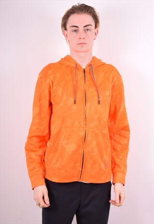 REEBOK MENS VINTAGE HOODIE JACKET MEDIUM ORANGE 90S
