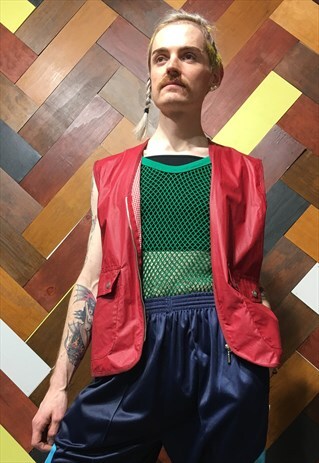 80'S RED ZIP-UP VEST