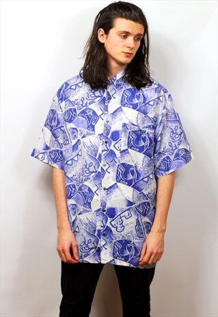 1990'S VINTAGE OVERSIZED ABSTRACT PRINT SHIRT