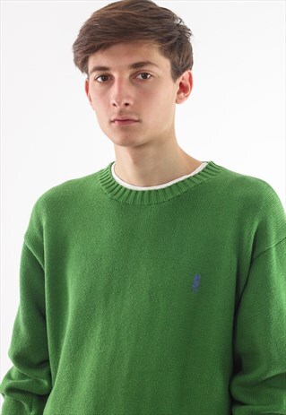 VINTAGE YVES SAINT LAURENT SWEATER 90S GREEN KNITTED