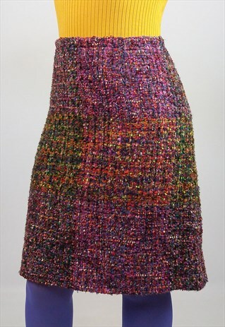 WEILL VINTAGE 90'S RAINBOW WOOL TWEED SKIRT