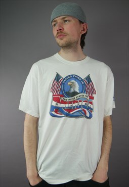 Vintage USA American Patriotism T-Shirt in White