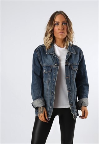 DENIM JACKET OVERSIZED FITTED VINTAGE UK 16 (F2DR)