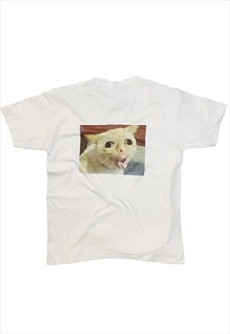 Cat Gagging Meme T-Shirt Funny Kitty Feline Top