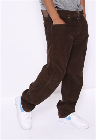 VINTAGE BURBERRY NEEDLE CORDUROY TROUSERS BROWN