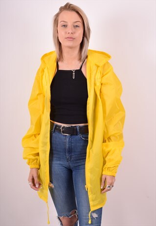 WOMENS VINTAGE HYUNDAI RAIN JACKET XL YELLOW 90S