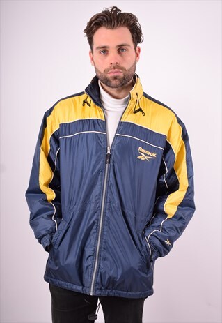 REEBOK MENS VINTAGE WINDBREAKER JACKET LARGE BLUE 90'S