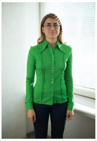 VINTAGE 70'S BRIGHT GREEN SHIRT