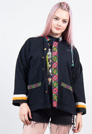 VINTAGE BLACK HIPPIE FESTIVAL JACKET