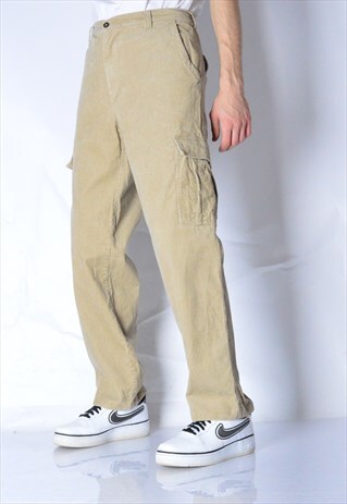 VINTAGE 90S BEIGE CARGO CORDUROY PANTS
