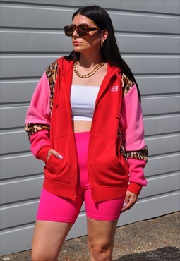 Y2K vintage reworked The North Face leopard pink hoodie