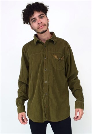 VINTAGE 90'S GREEN CORDUROY LONG SLEEVE SHIRT