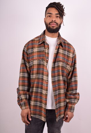 MENS VINTAGE FLANNEL SHIRT XL MULTI MADRAS 90S