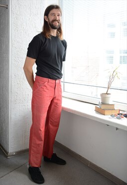 Vintage 80's Red Straight Trousers