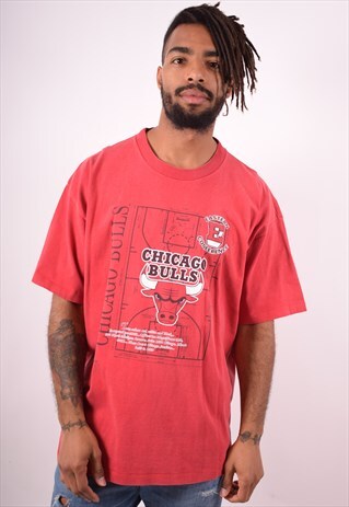 MENS VINTAGE CHICAGO BULLS T-SHIRT TOP XL RED 90S