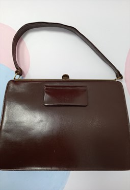 Vintage Grab Handbag Brown Leather 