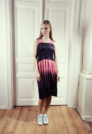 VINTAGE 80'S SLEEVELESS PINK/BLUE DRESS