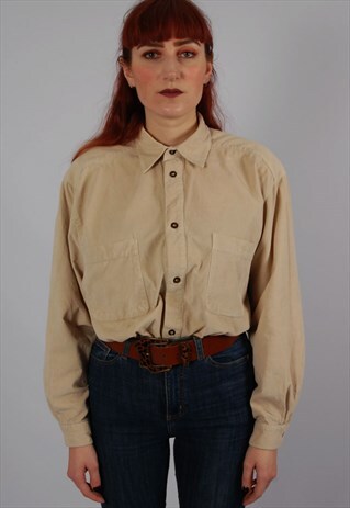 VINTAGE 80S BEIGE CORDUROY SHIRT
