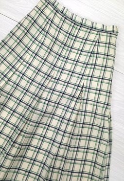 Vintage Viyella Skirt Cream Check Wool Pleated