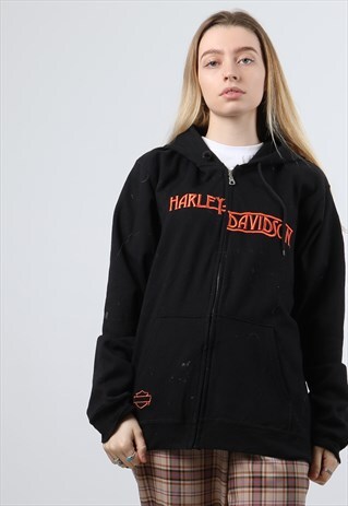VINTAGE HARLEY DAVIDSON LARGE BLACK SPELL OUT HOODIE